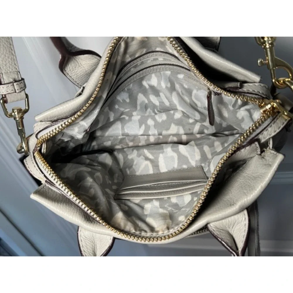 Aimee‎ Kestenberg Grey Pebble Leather Satchel Crossbody Bag Gold Hardware
